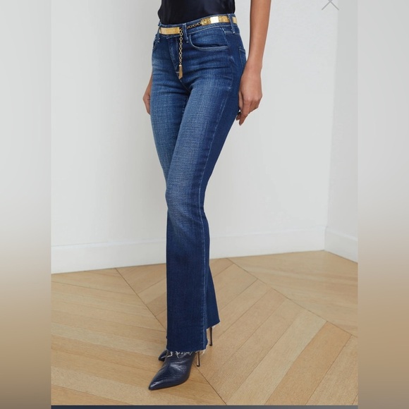 L'AGENCE Denim - Like New L’agence Sneeki Raw Hem Straight Leg Jeans Beacon Size 23